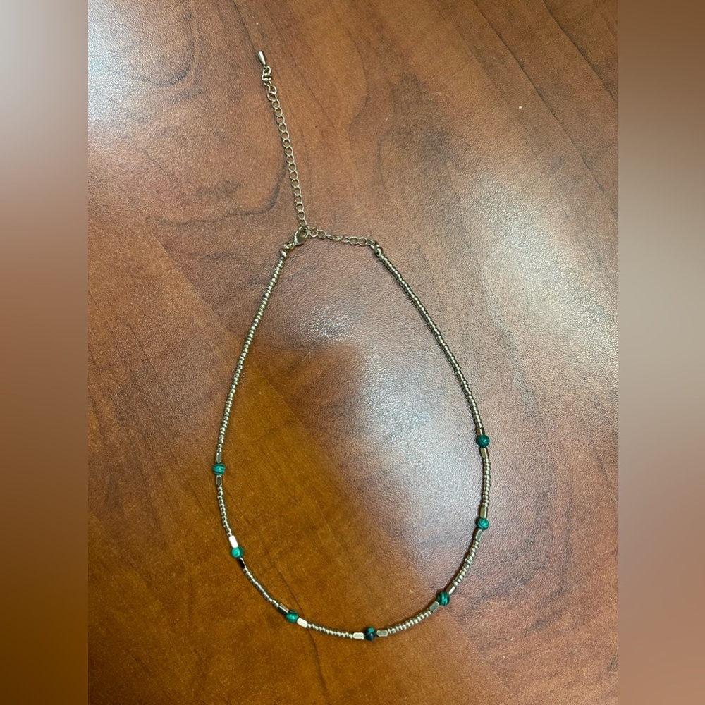 Gold tone with green costume jewelry necklace